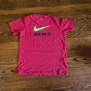 Nike just do it shirt. Red black and yellow boys medium